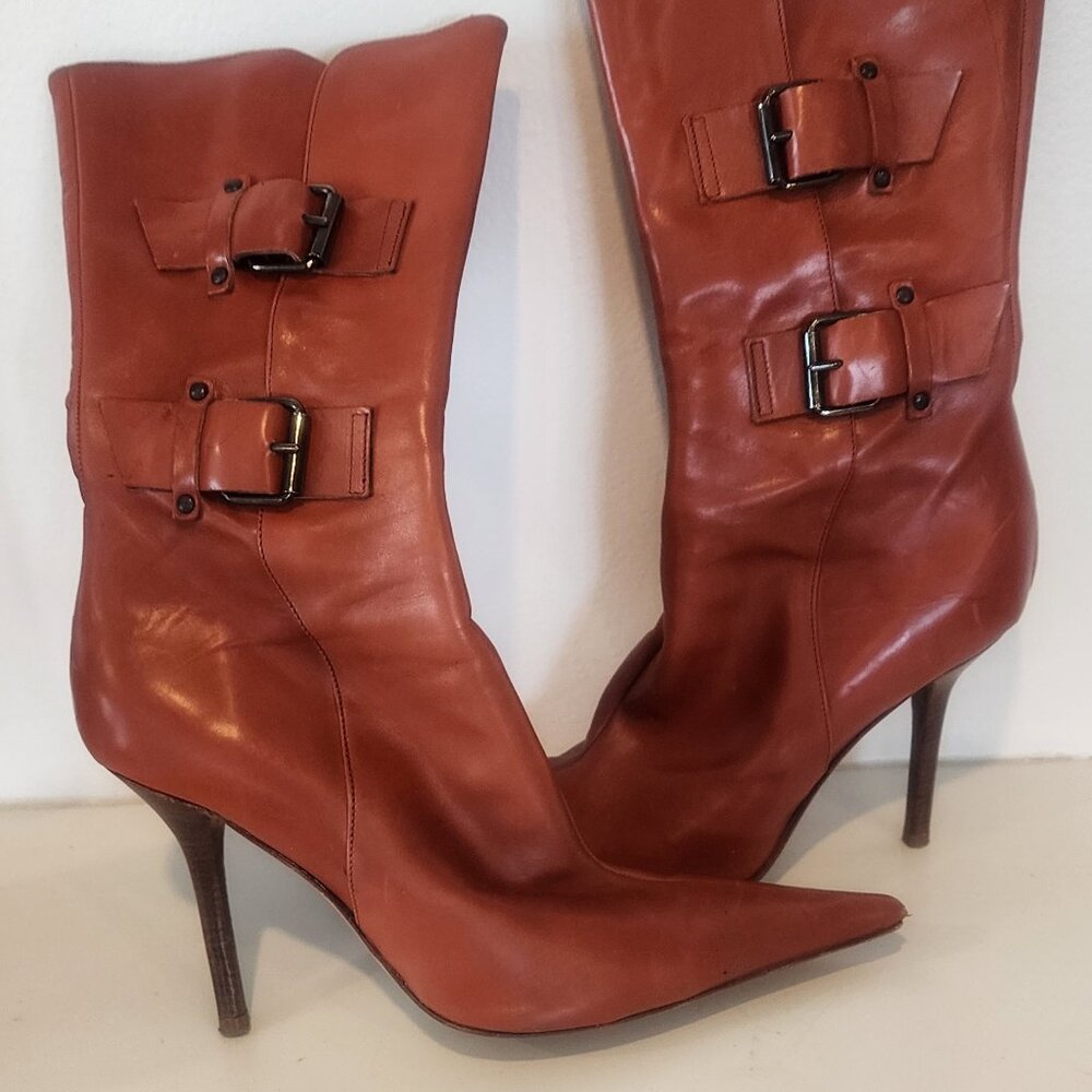 Charles David burnt orange boots size 7
